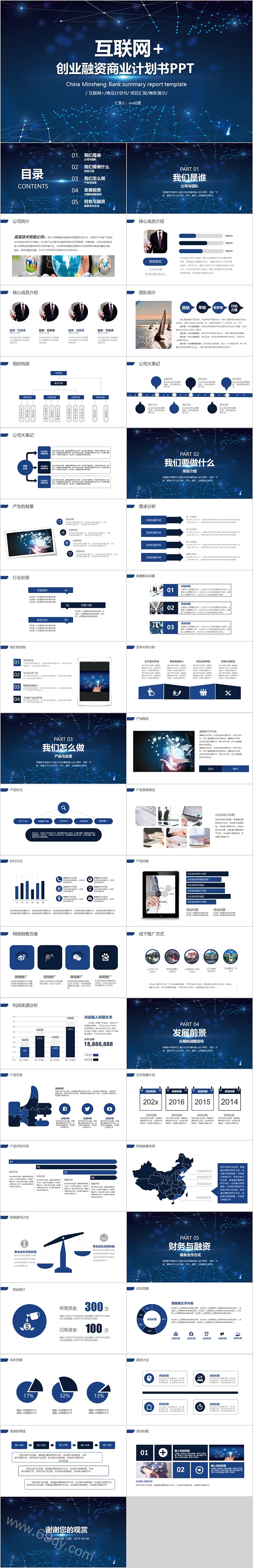 科技互联网创业融资商业计划书PPT模板