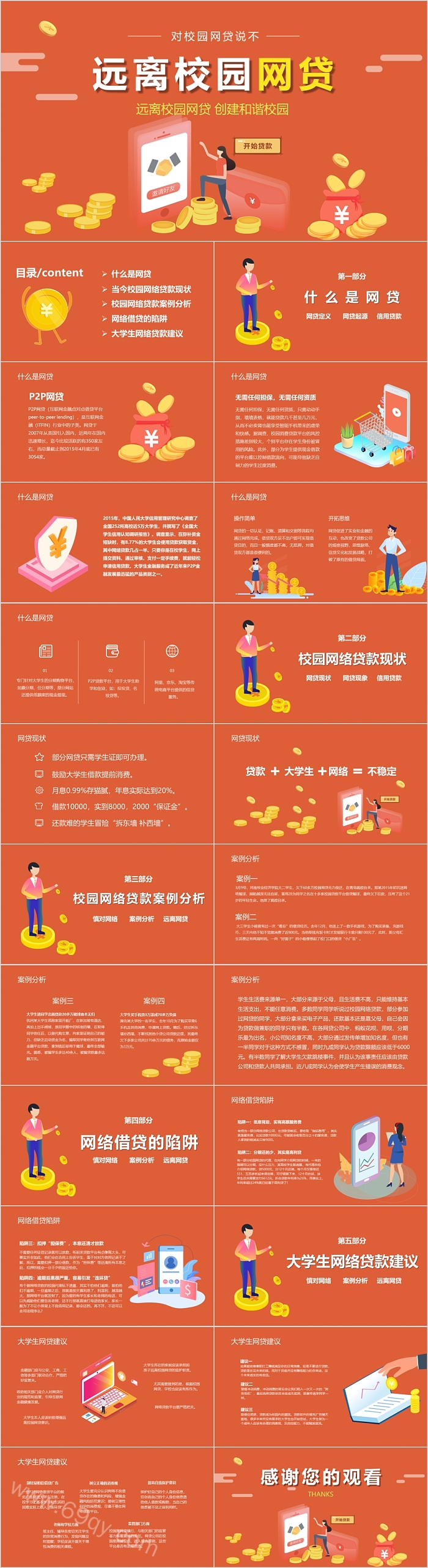 创意精美远离校园网贷主题班会PPT模板