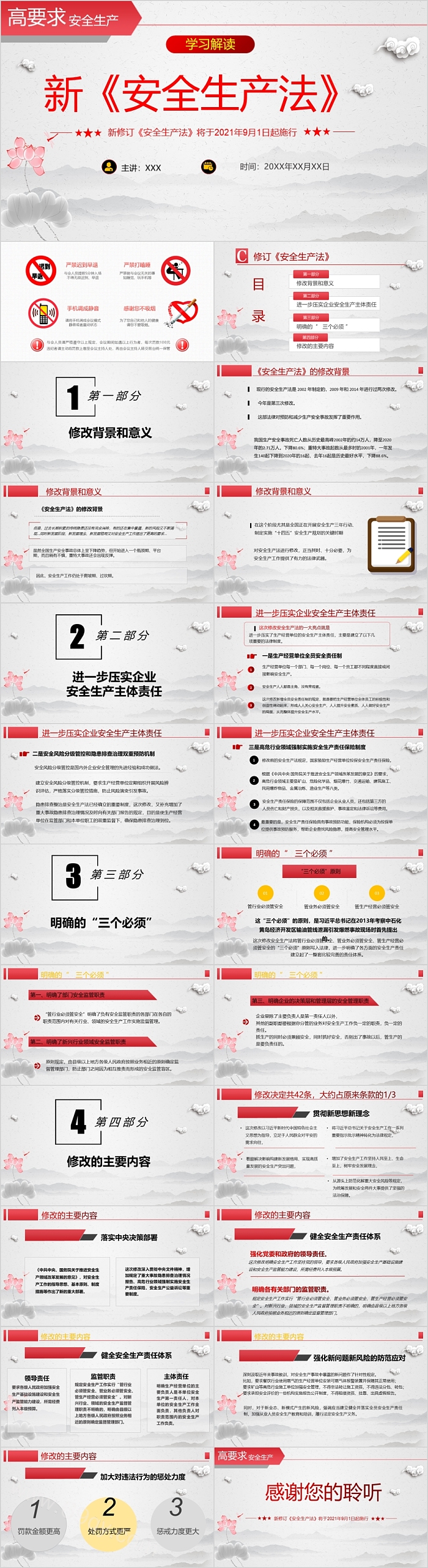 红色创意大气新安全生产法PPT模板