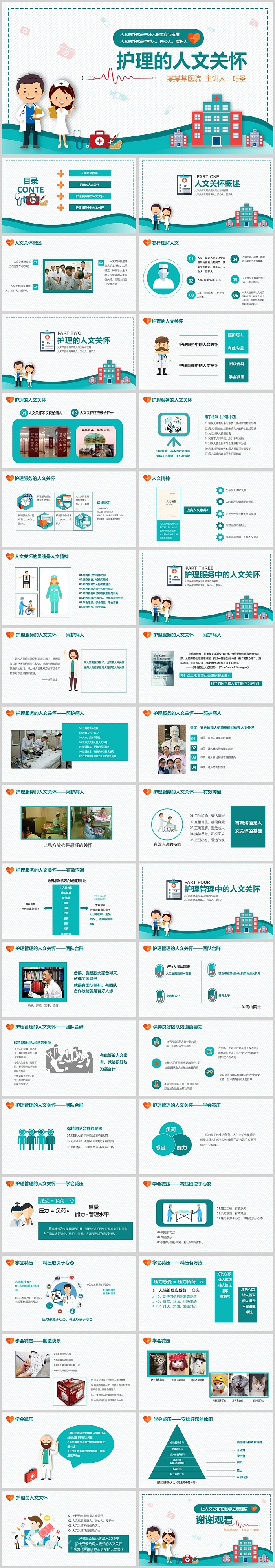 精美创意护理人文关怀PPT课件模板