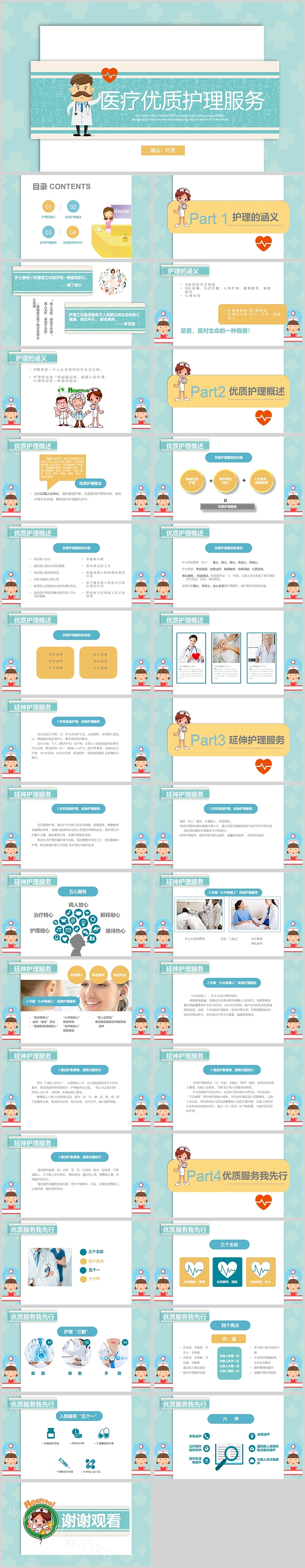 创意医疗优质护理服务PPT模板