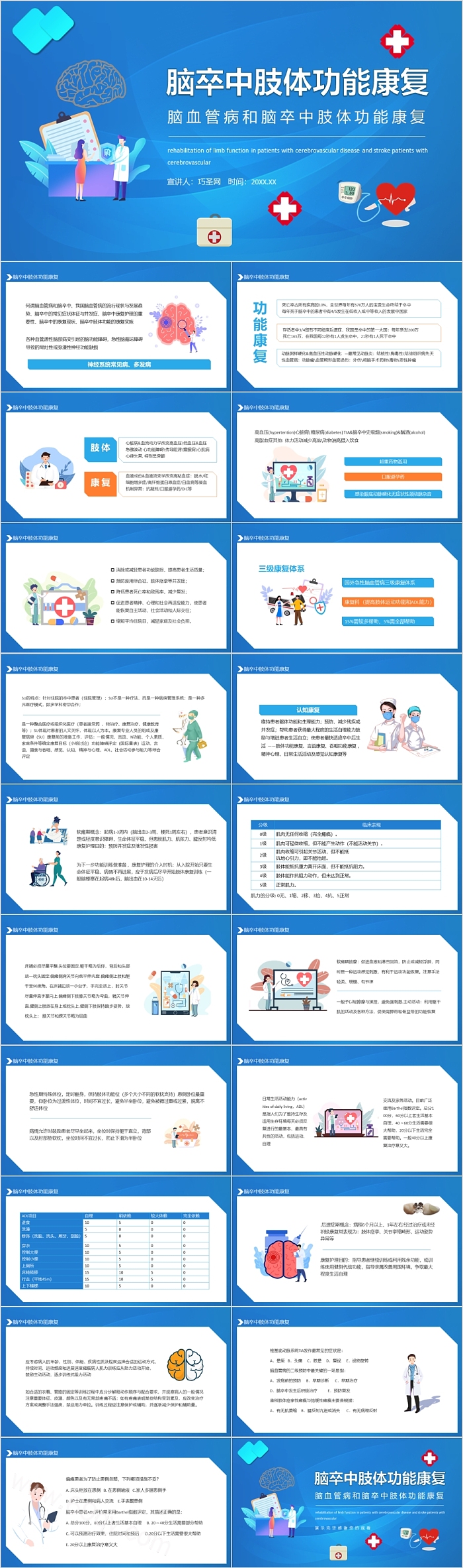 精美实用的脑卒中肢体功能康复PPT课件