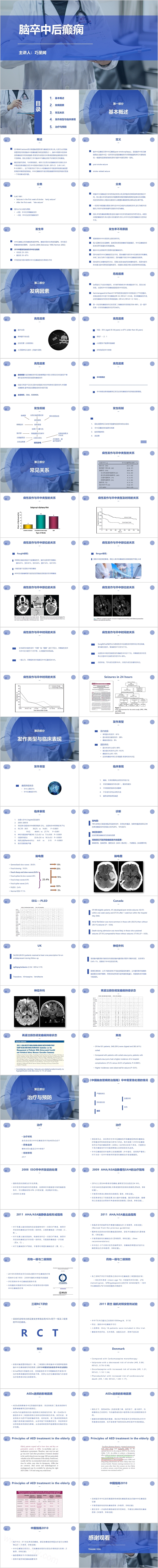 蓝色极简脑卒中后癫痫护理查房PPT模板
