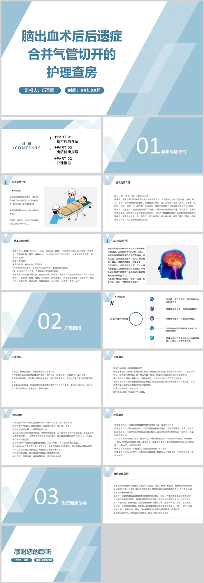 实用精美脑出血术后后遗症合并气管切开的护理查房PPT
