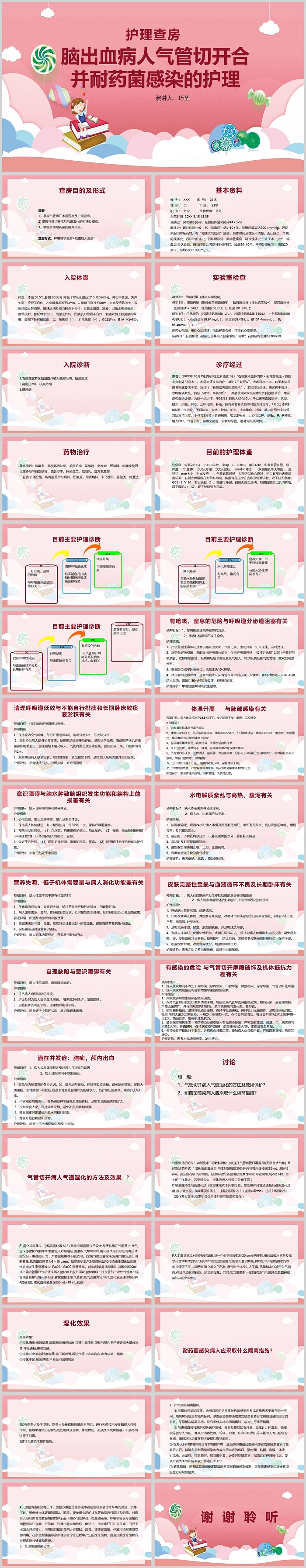 粉色脑出血病人气管切开合并耐药菌感染的护理PPT模板