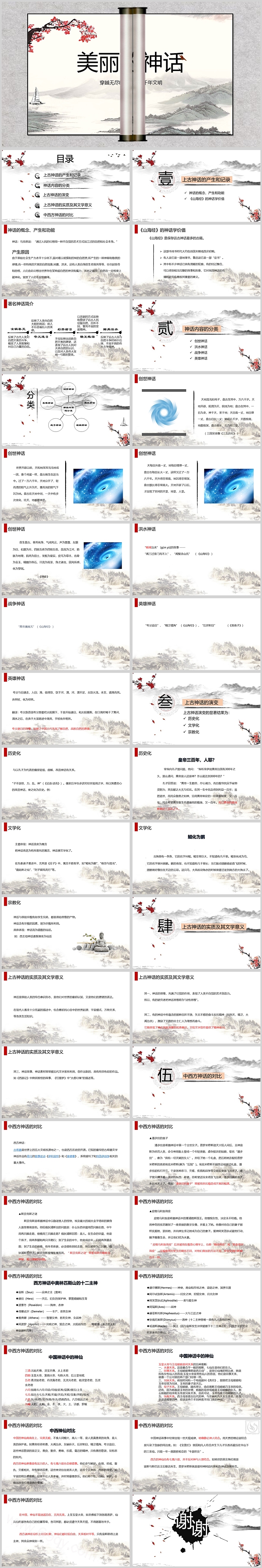 画册风中国神话故事嫦娥奔月格美丽的神话绘本故事PPT模板