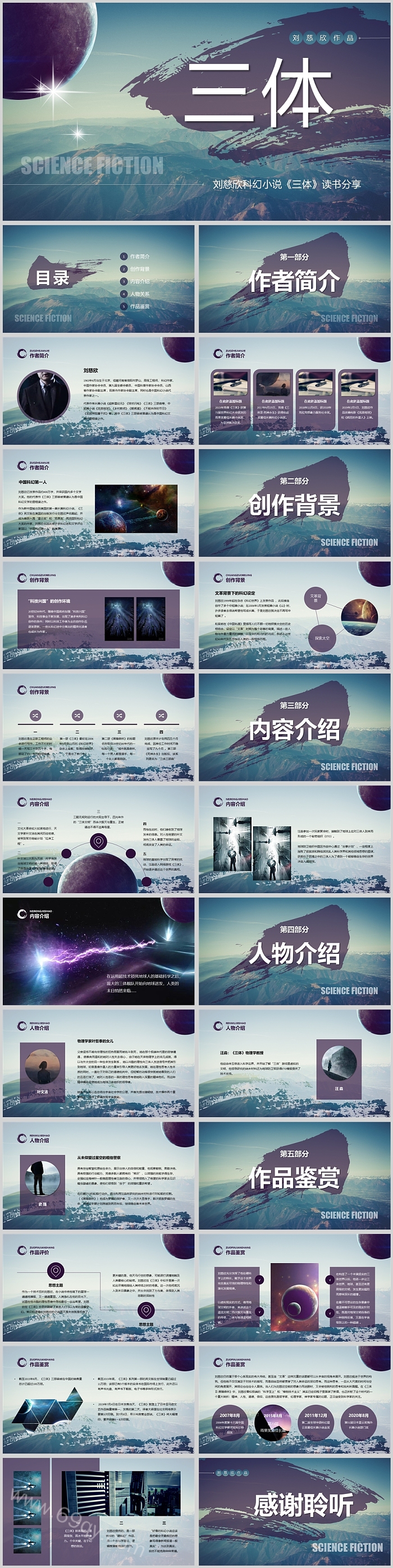 精美刘慈欣科幻小说《三体》读书分享PPT课件