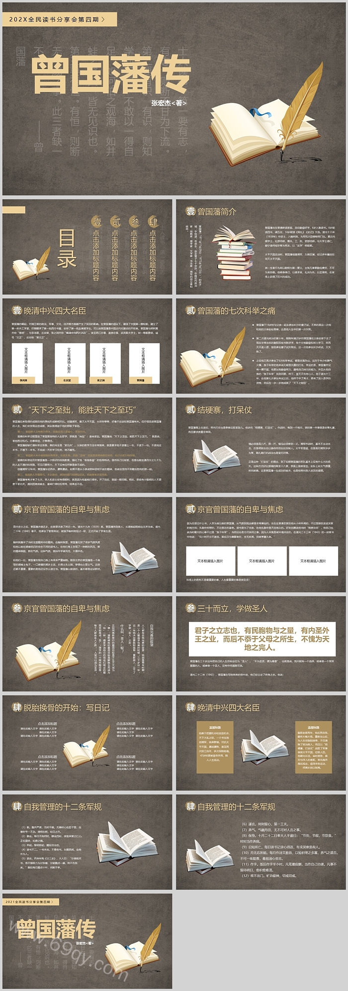 创意精美曾国藩传读书分享PPT课件