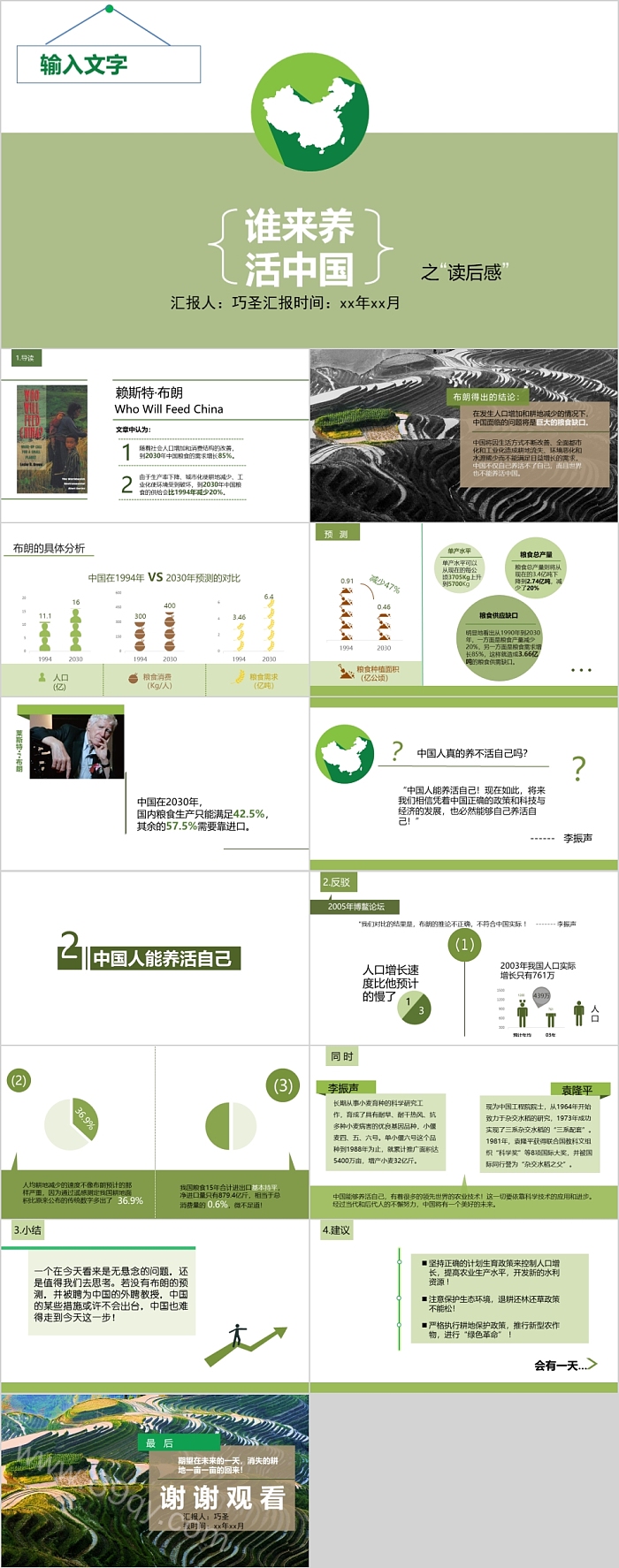 谁来养活中国之读后感PPT课件