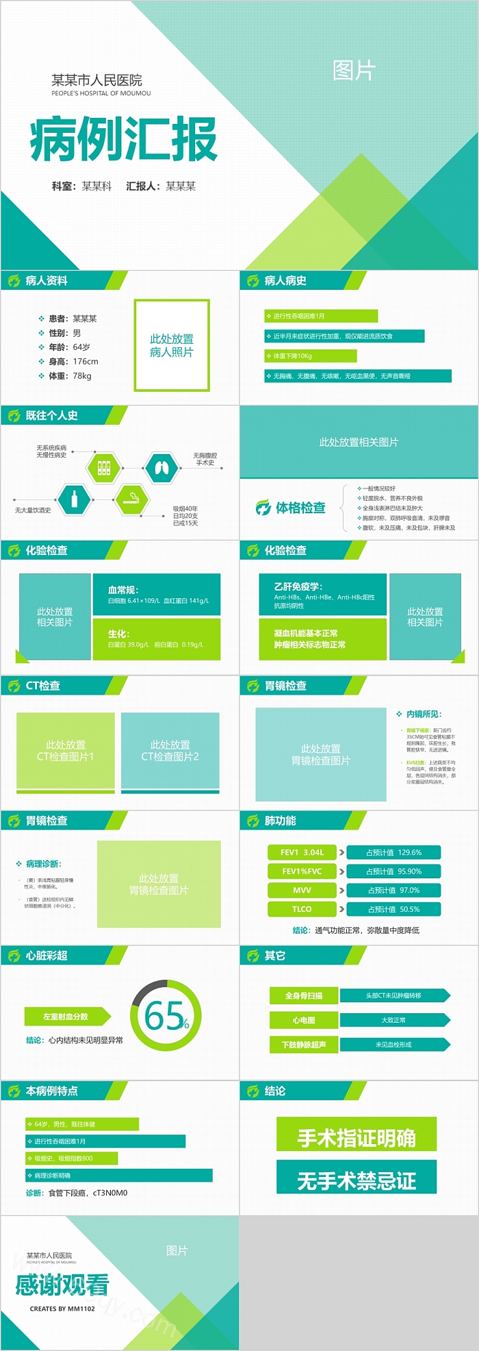 小清新简约病例汇报PPT模板