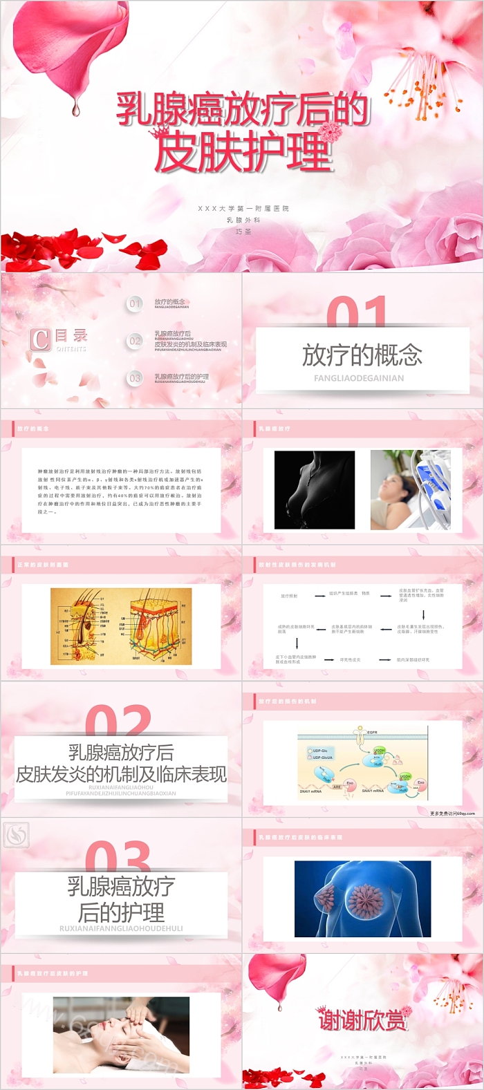 乳腺癌放疗后的皮肤护理PPT模板