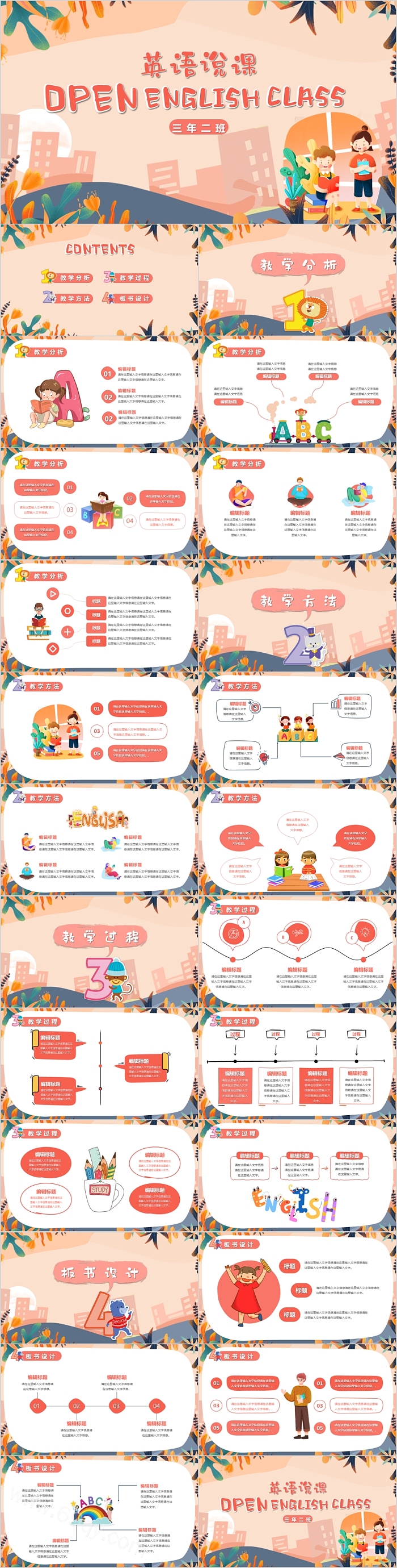 卡通创意小学英语说课PPT课件
