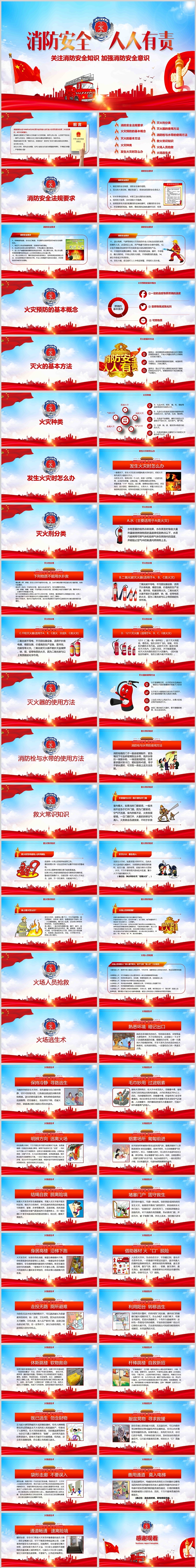 精美红色消防安全主题队会ppt
