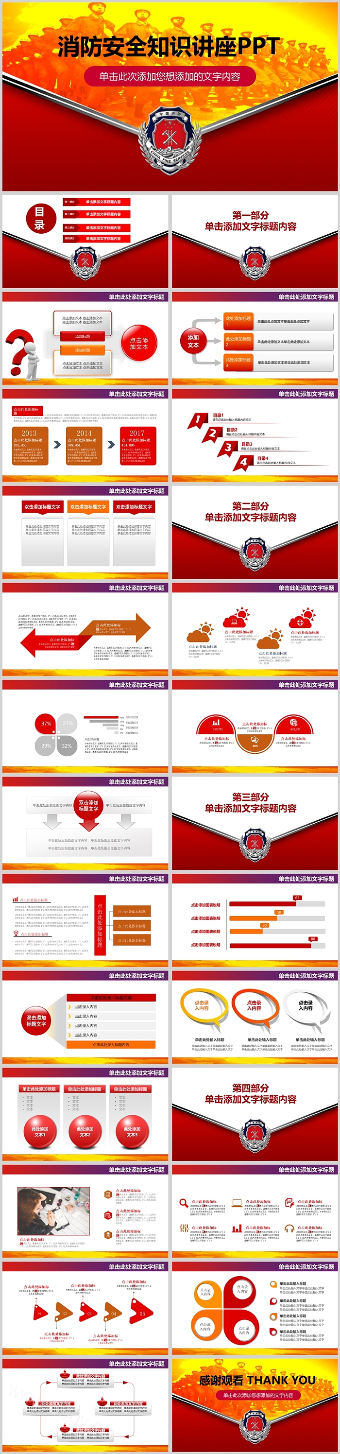 红色消防安全知识讲座PPT课件