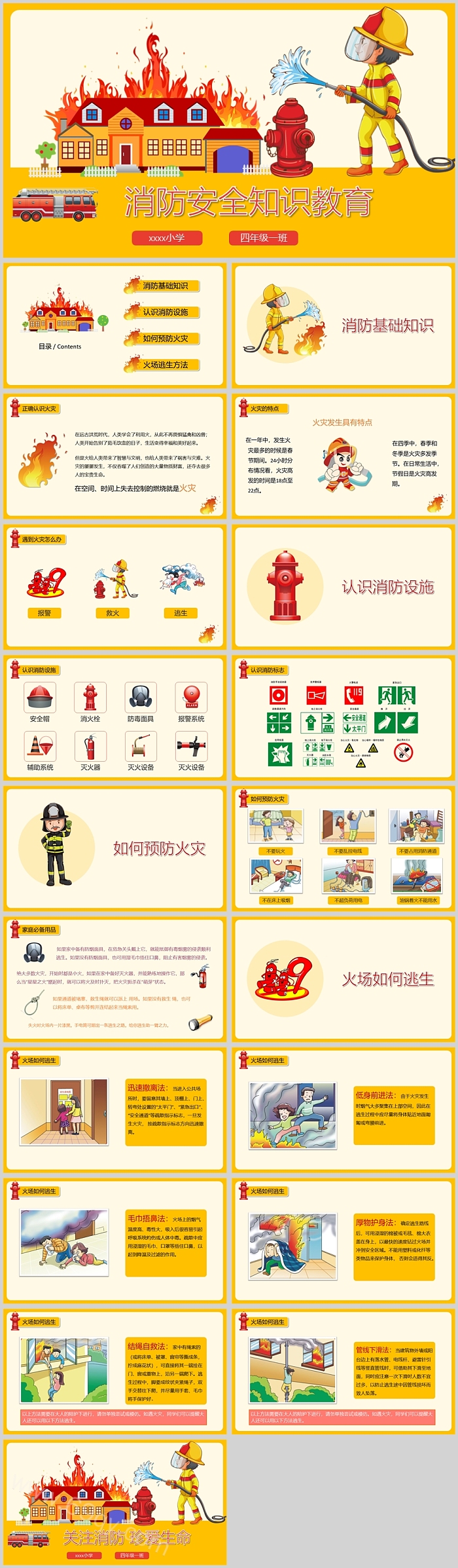 幼儿园卡通消防安全知识教育PPT课件