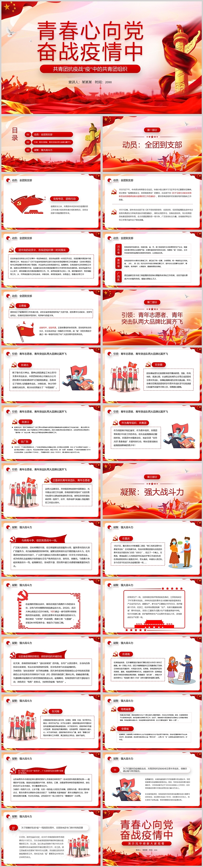 红色青春心向党奋战疫情中PPT课件