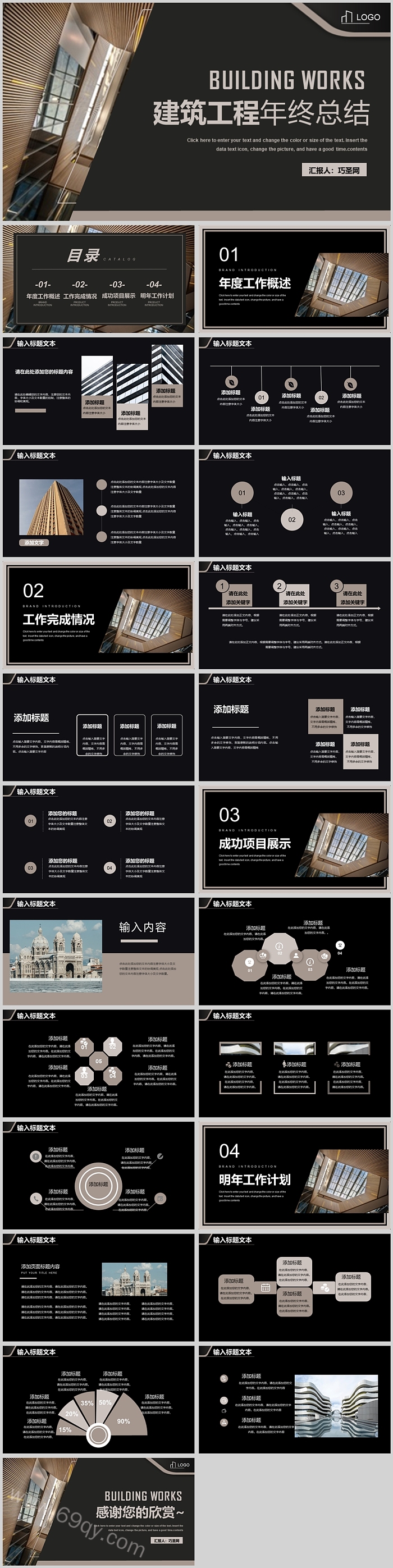 建筑工程年终总结汇报PPT模板