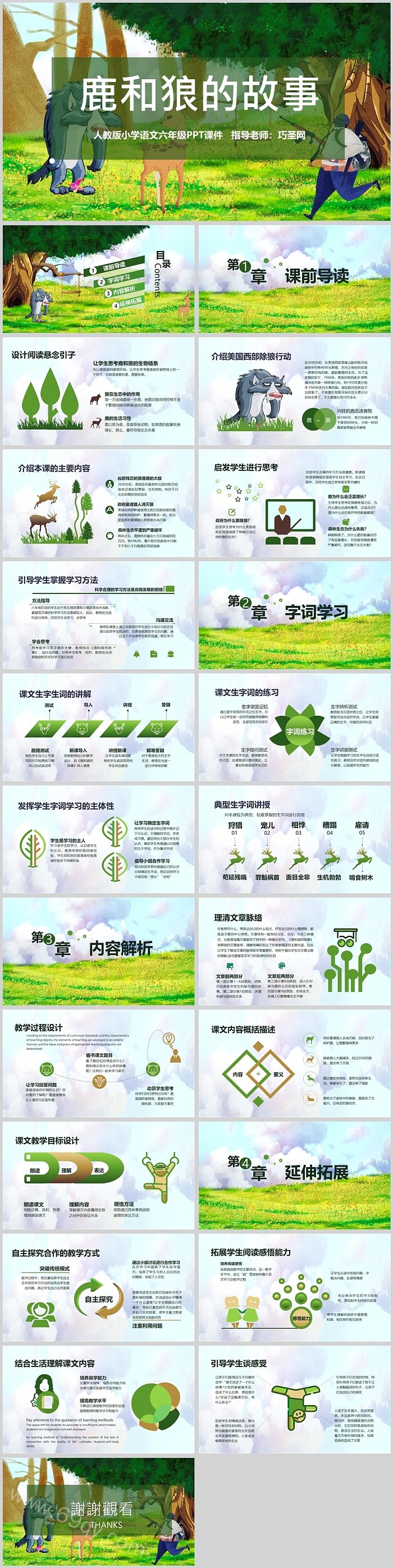 人教版小学六年级语文上册《鹿和狼的故事》PPT课件