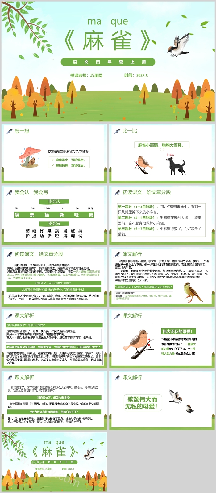 四年级语文上册人教版麻雀PPT课件