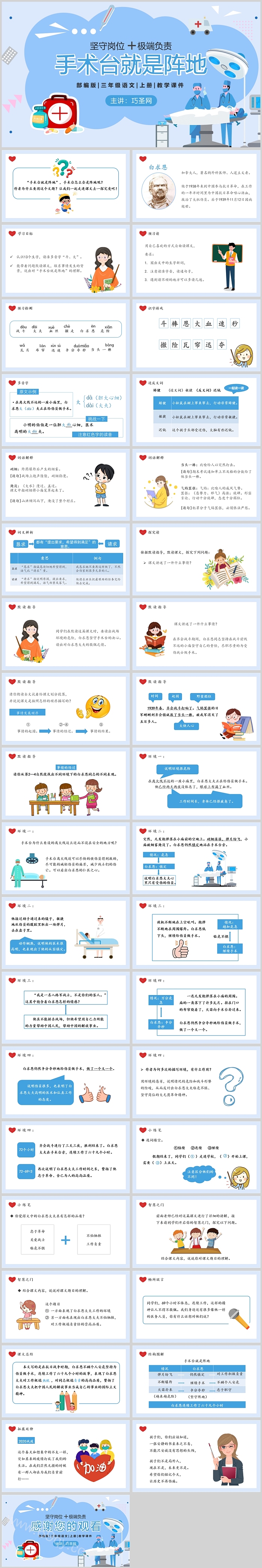 人教版小学三年级语文手术台就是阵地PPT课件