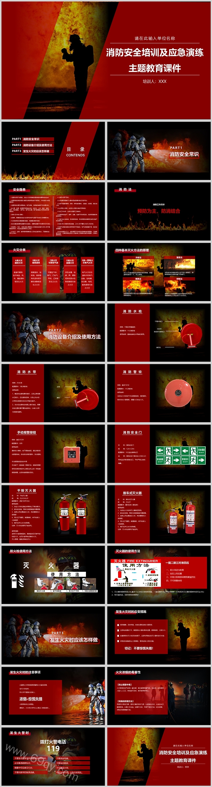 消防安全培训及应急演练主题教育PPT课件