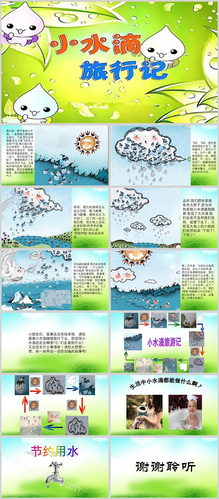 优秀幼儿园大班语言《小水滴旅行记》绘本故事PPT课件
