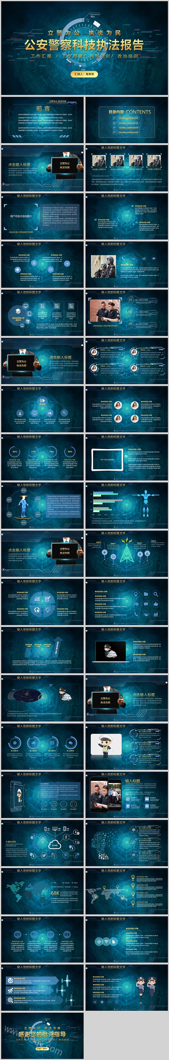大气精美公安警察科技执法报告PPT模板