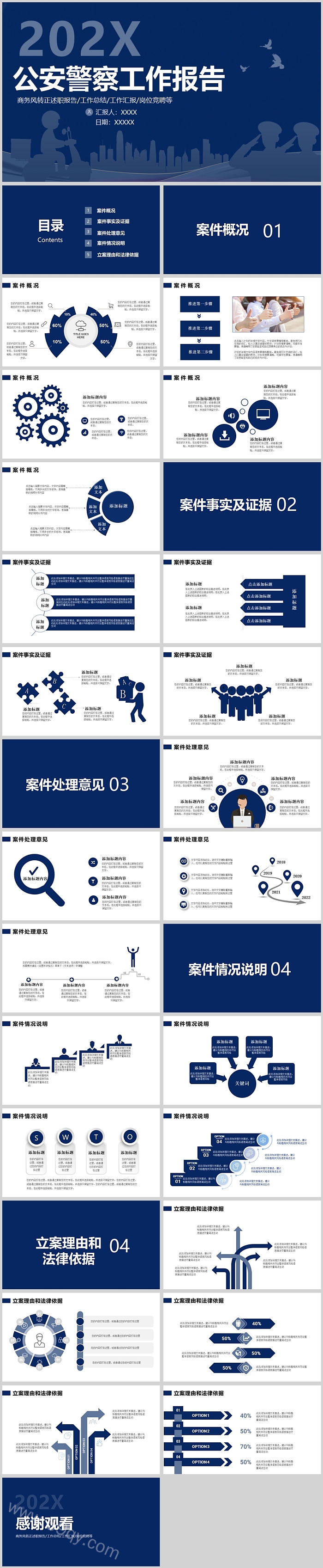 公安警察工作报告PPT模板