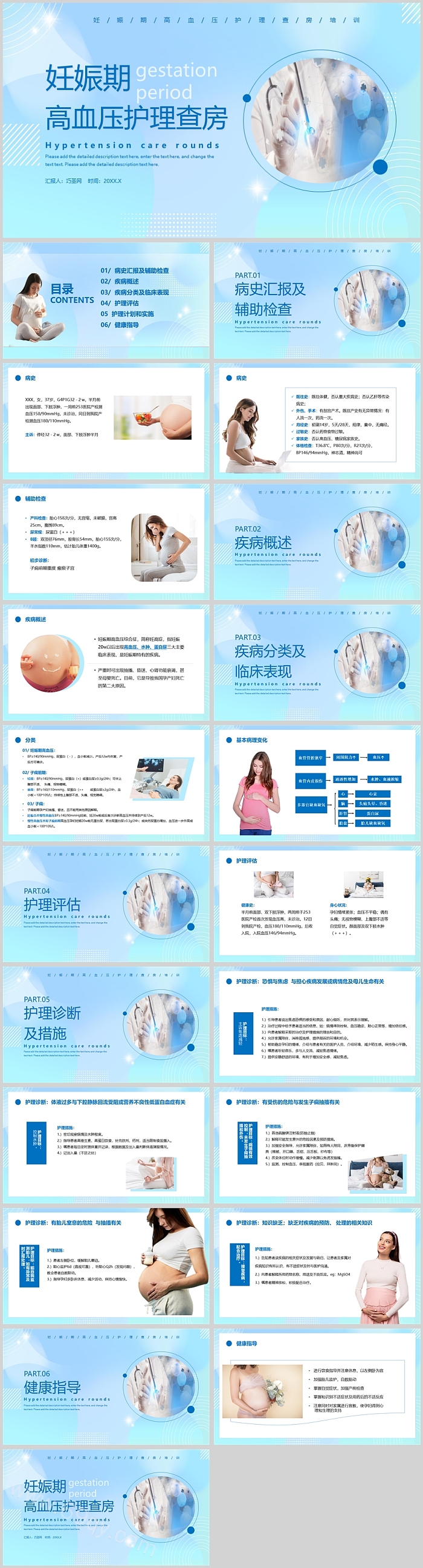 蓝色妊娠期高血压护理查房PPT课件