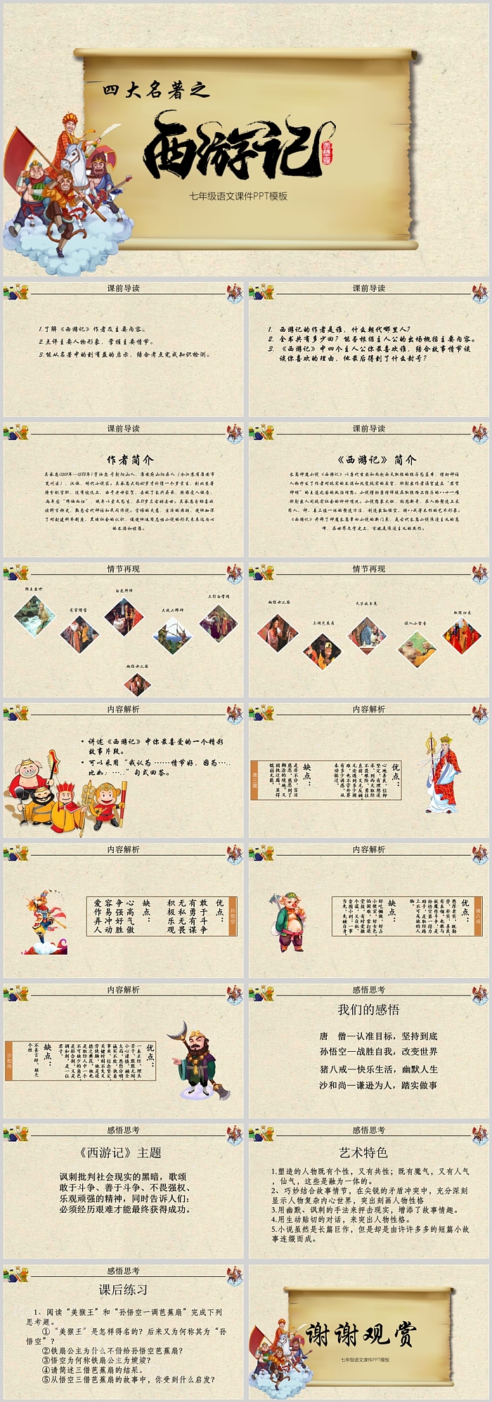 四大名著西游记七年级语文课件PPT模板