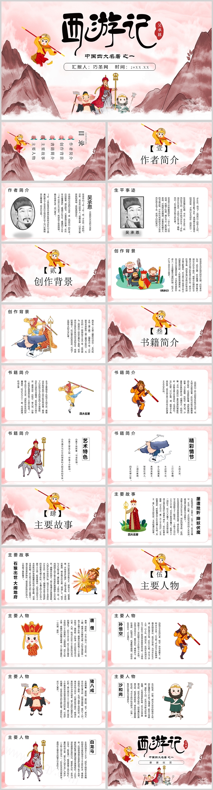 中国四大名著 之一西游记读书分享PPT课件