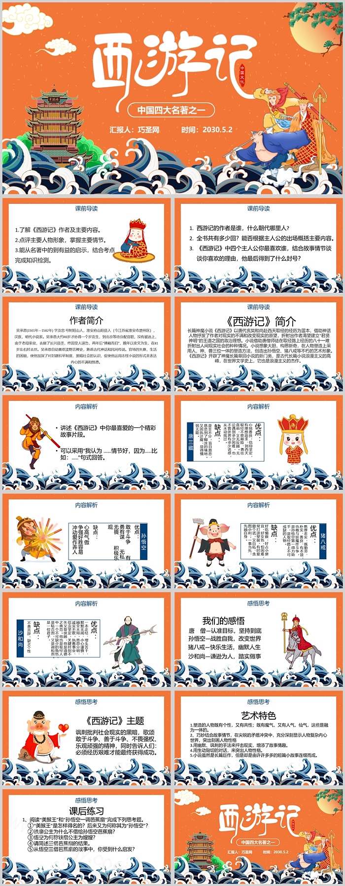 中国文化四大名著西游记读书PPT课件