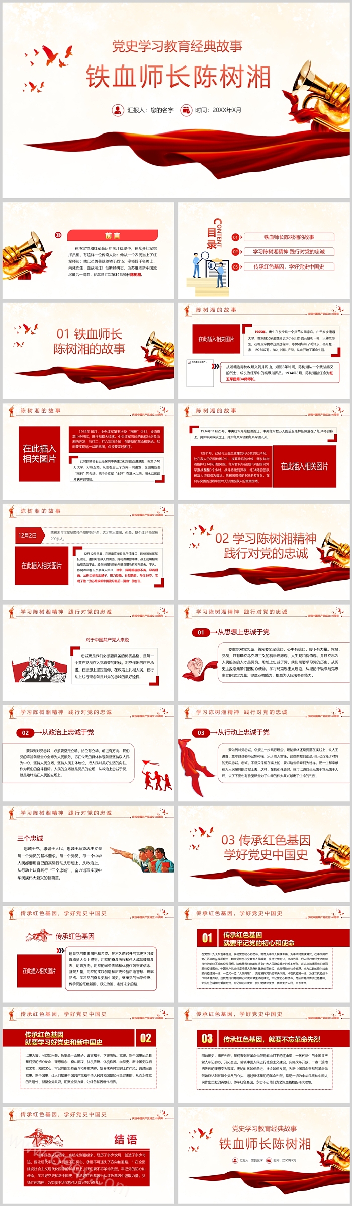经典红色党史学习经典故事之《铁血师长陈树湘》PPT课件