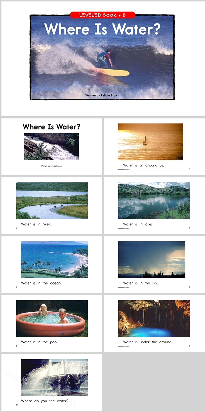 简单卡通小学《Where Is Water水在哪》英文绘本故事PPT课件
