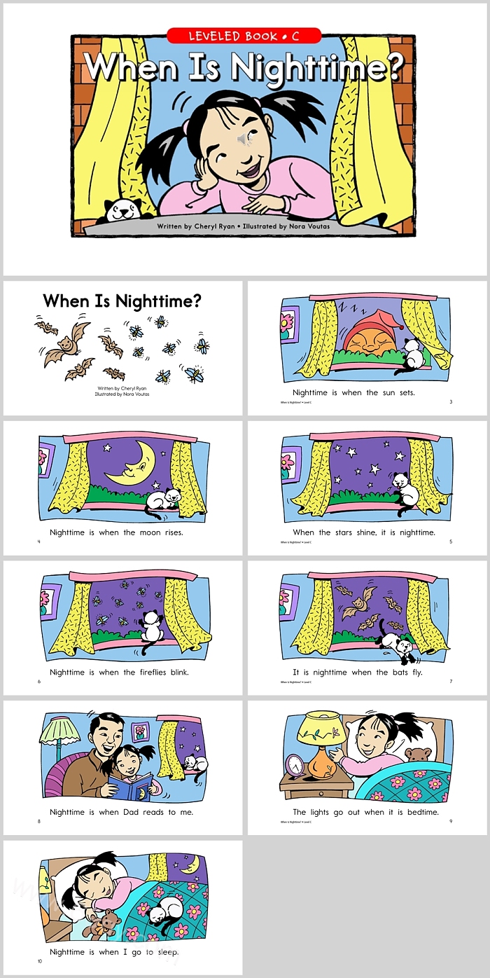 经典幼儿园小学《When Is Nighttime现在是夜里几点了》英文绘本故事PPT课件