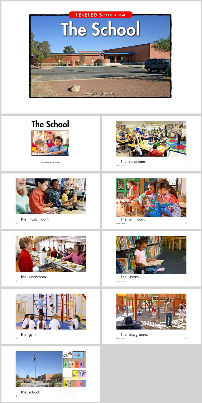 卡通小学儿童《The School》学校英文绘本故事PPT课件