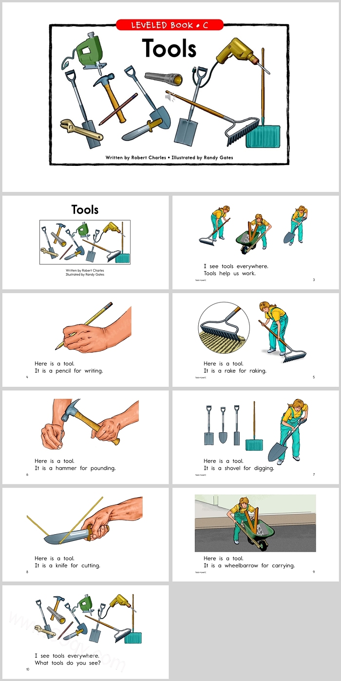 精美创意幼儿园小学《Tools工具》科学绘本故事PPT课件
