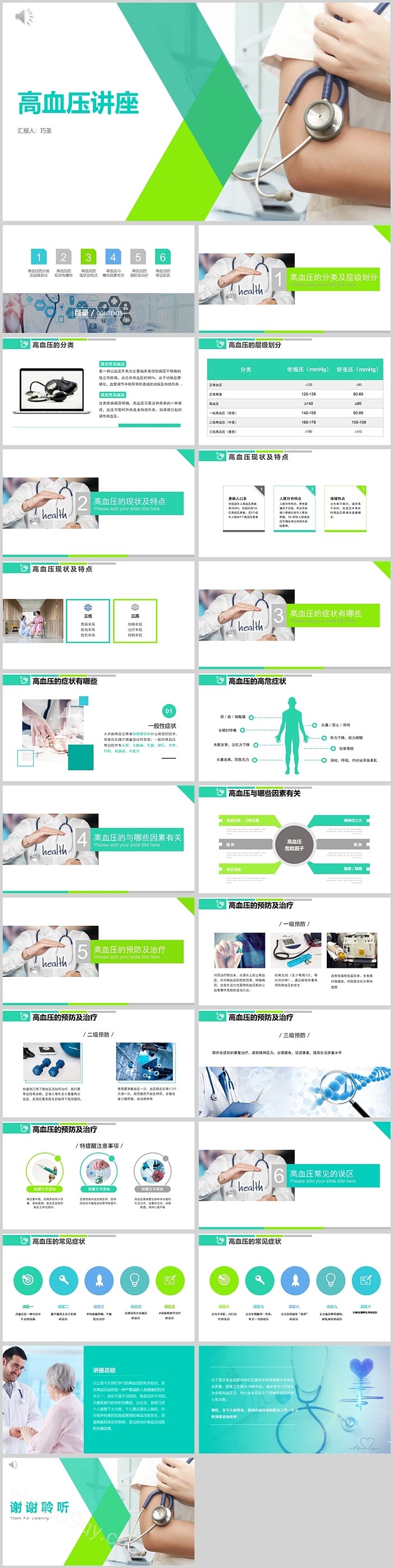 蓝色精美高血压讲座护理PPT课件