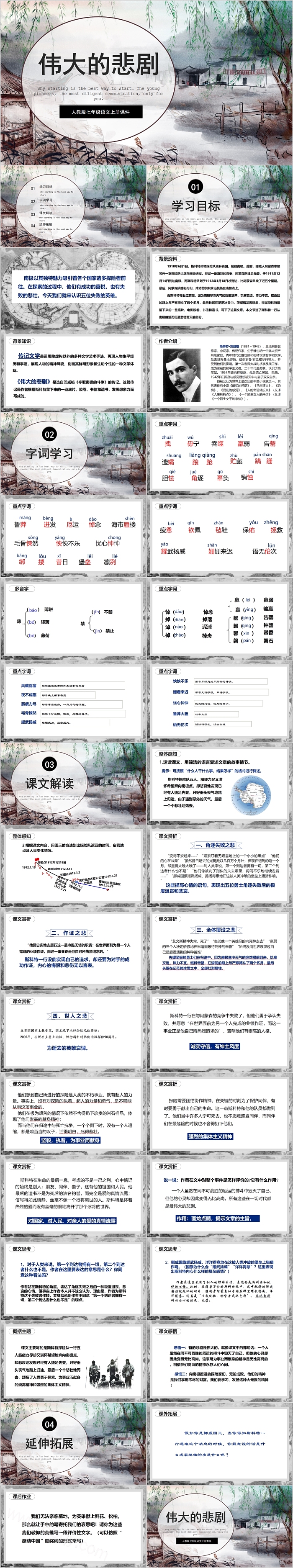 人教版七年级语文上册伟大的悲剧PPT课件