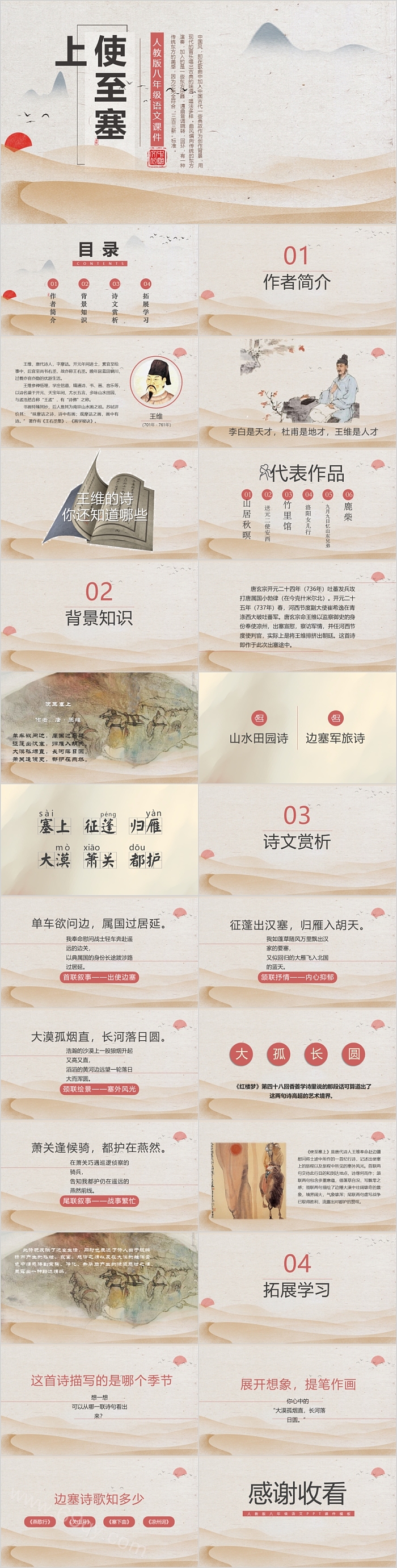 人教版初中八年级语文使至塞上PPT课件