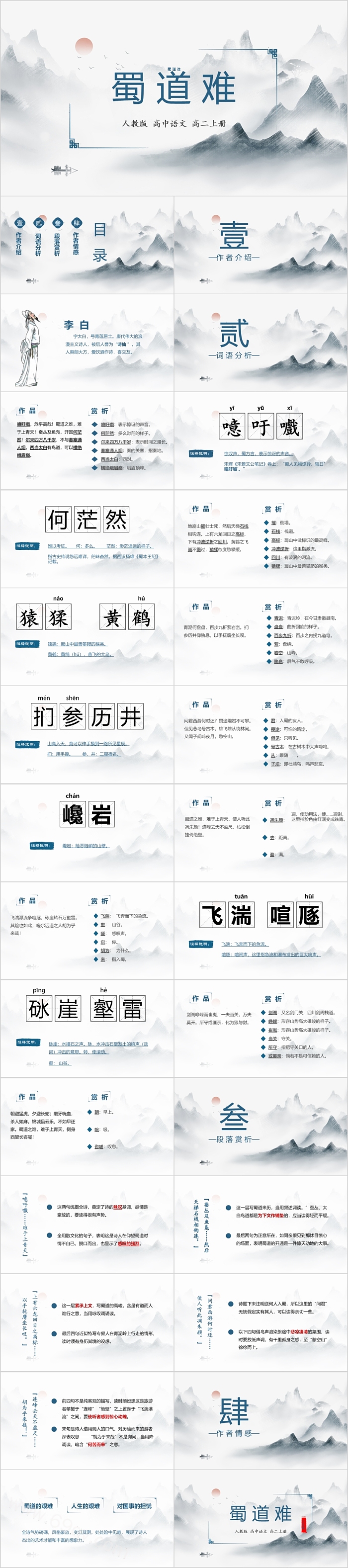 精美高中人教版语文蜀道难PPT课件