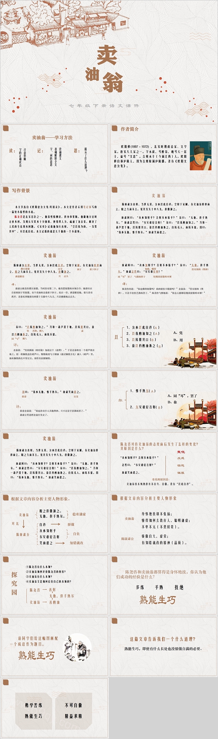 复古风七年级下册语文卖油翁PPT课件