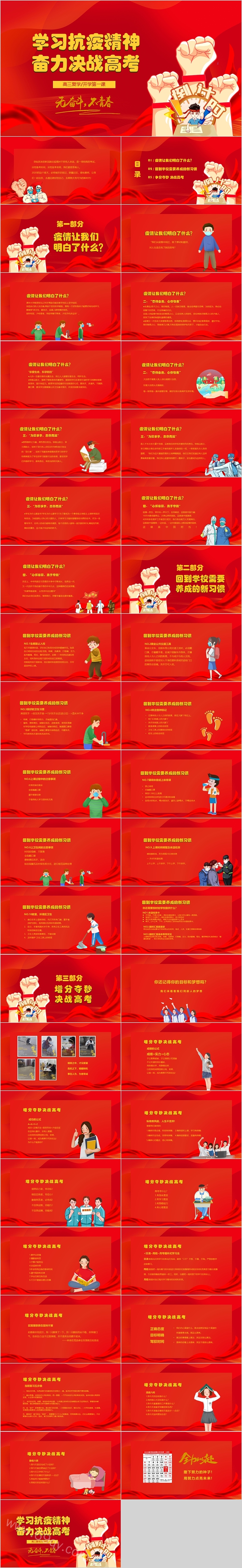学习抗疫精神奋力决战高考ppt课件