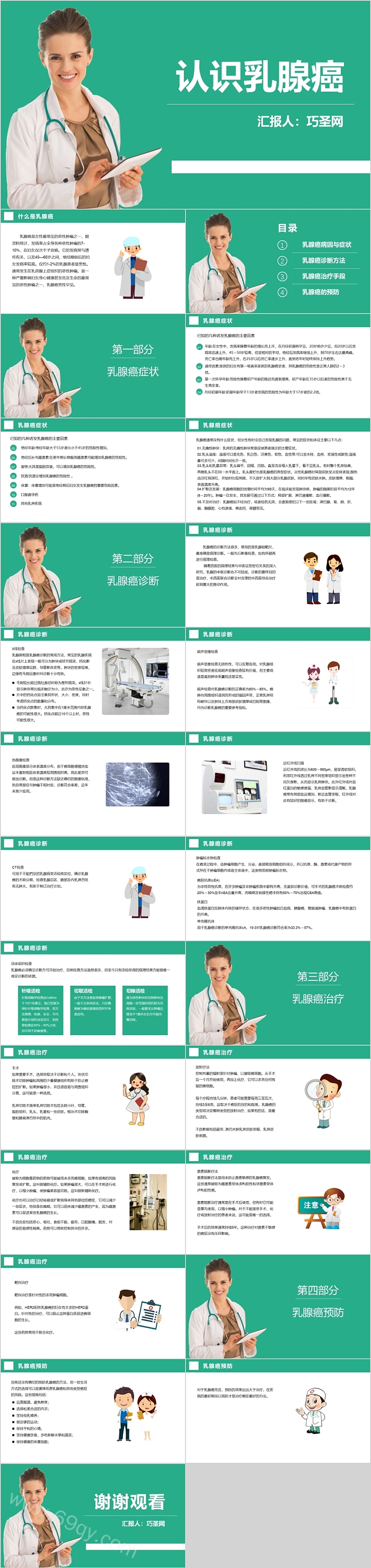 精美简约乳腺癌护理查房PPT课件