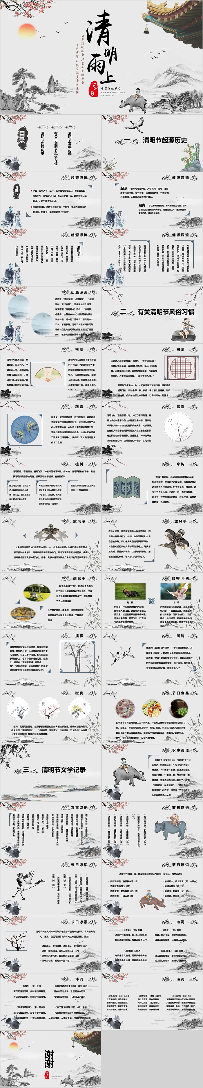 中国风清明节起源历史ppt课件