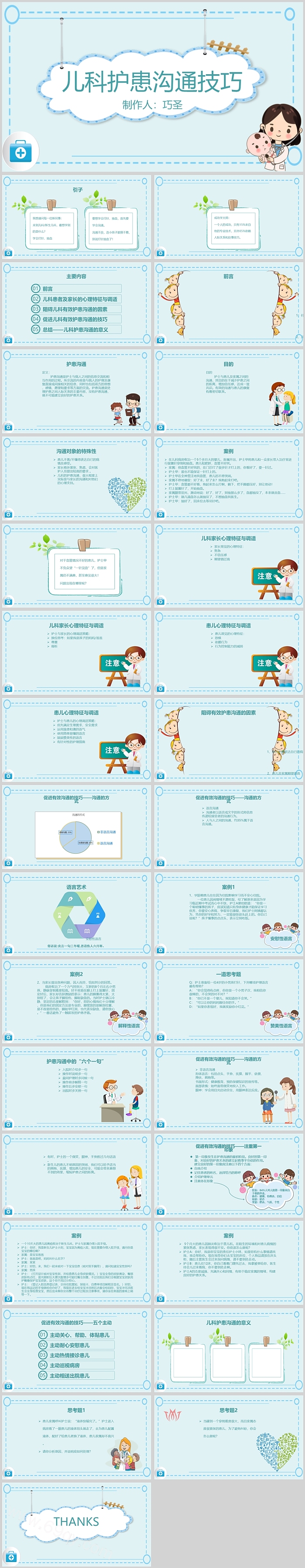 精美蓝色儿科护患沟通技巧培训PPT课件