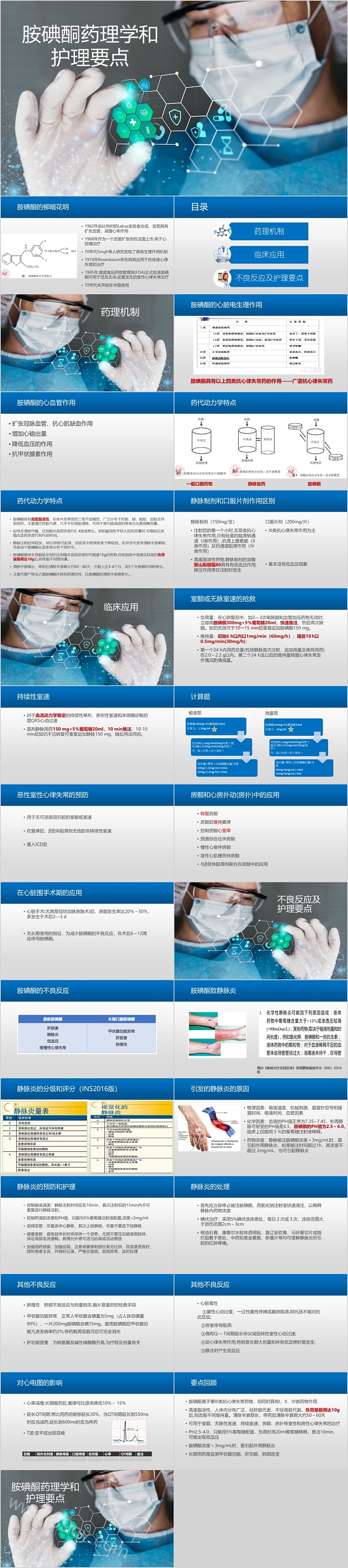 胺碘酮药理学和护理要点教学课件PPT模板