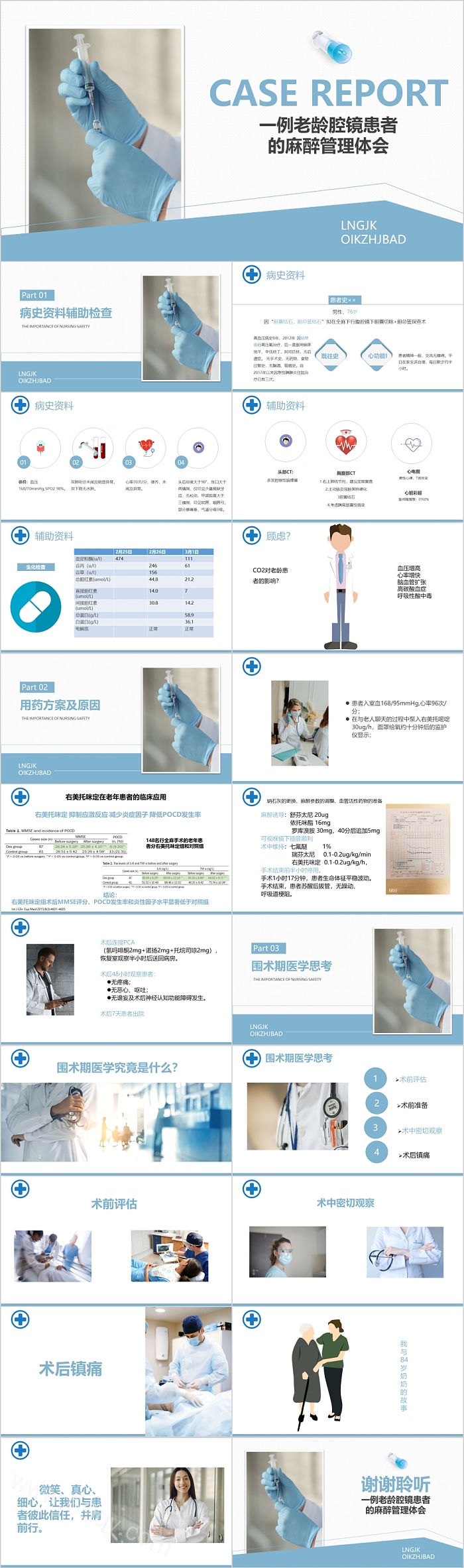 简约风一例老龄腔镜患者的麻醉管理体会PPT模板