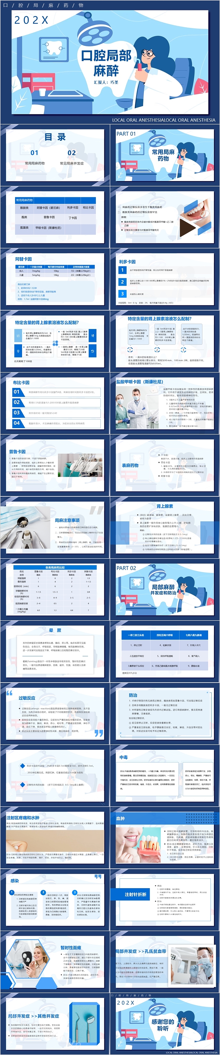 口腔局部麻醉教学口腔局麻药物介绍PPT模板