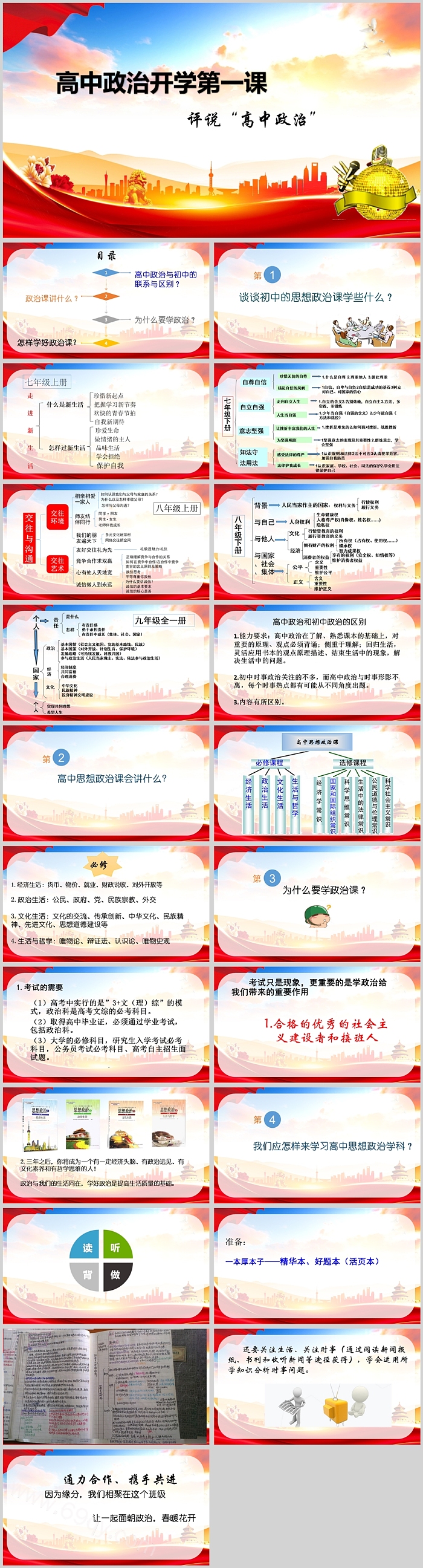 高中政治开学第一课评说高中政治PPT课件